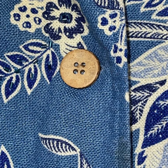 Coldwater Creek Women's Jacket Size S Petite Blue Floral Button Up Long Sleeves - Picture 12 of 12